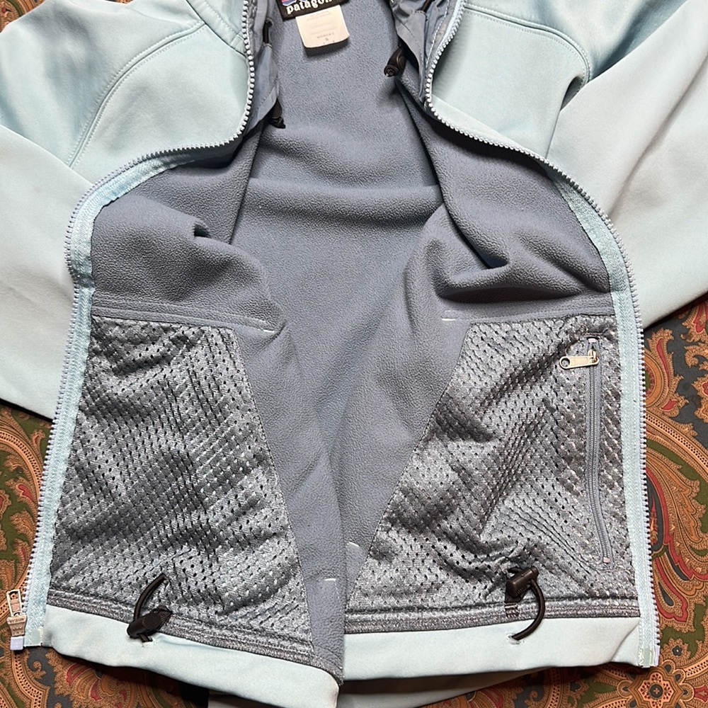 Patagonia full zip up light weight fleece lined hoodie jacket Ice blue size Smal - Picture 6 of 7